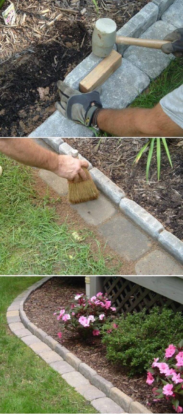 Clever Paver Stone Flower Bed Edge