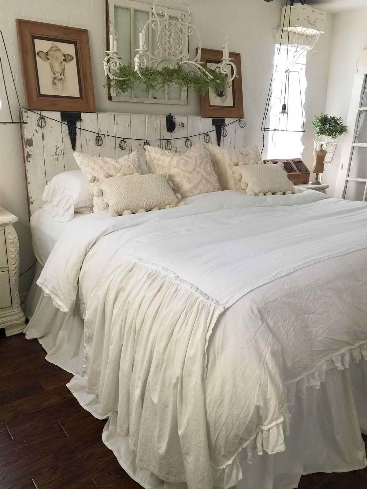 Layered White Bedding with Textured Pillows