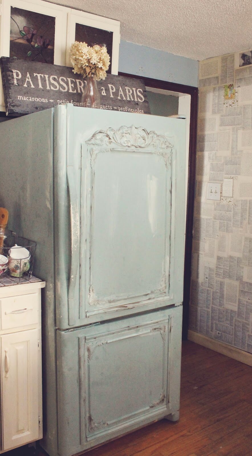 Gorgeous Refrigerator Makeover in Pale Blue