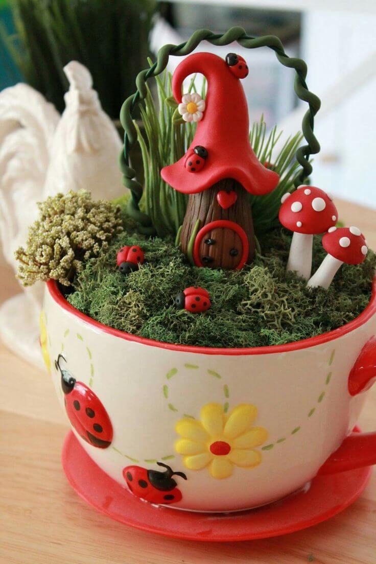 Cute Elf Home in Ladybug Teacup