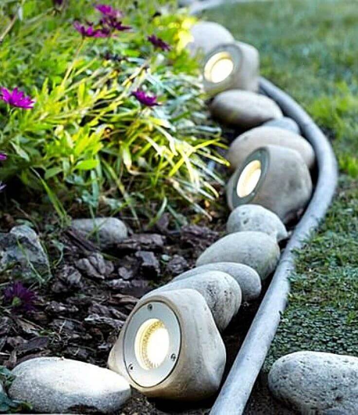 Garden Lights Hidden in Rocks