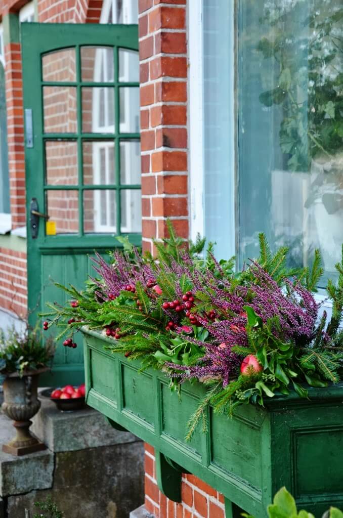 English Farmhouse Style Green Wooden Window Box