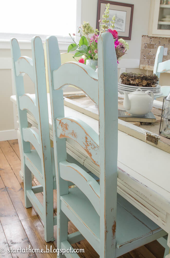 DIY Shabby Chic Furniture Idea with Ladder Back Chairs