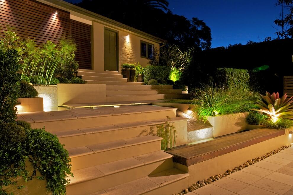 Terraced Stairs with Recessed Lighting