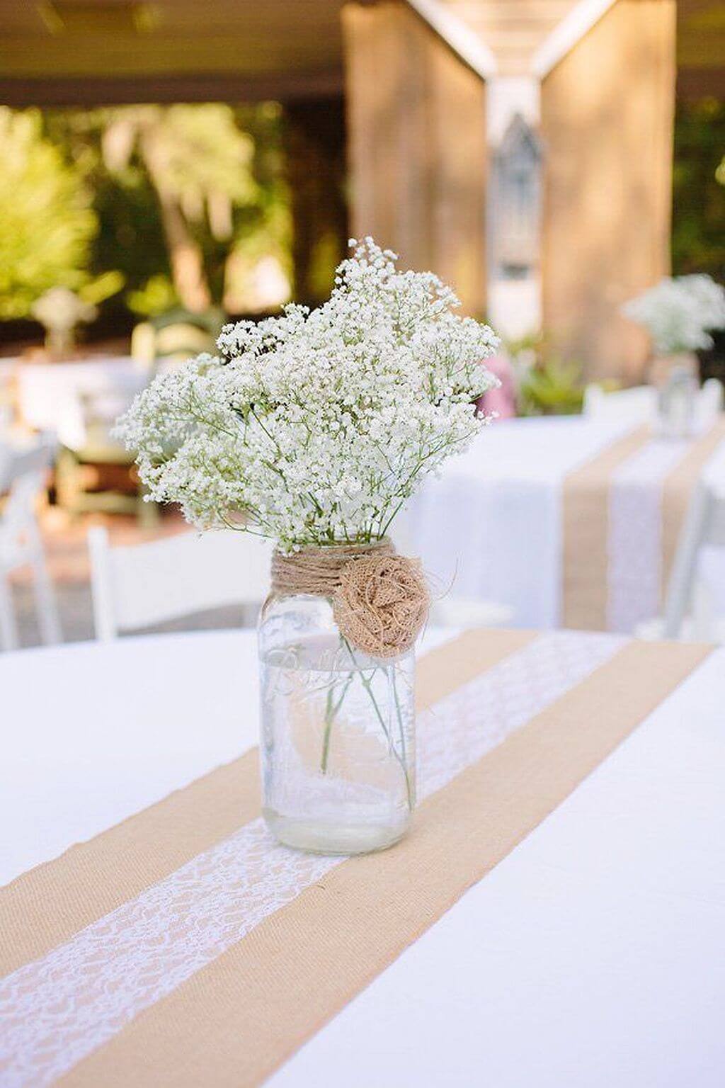 Basic Mason Jar with Jurlap Bow