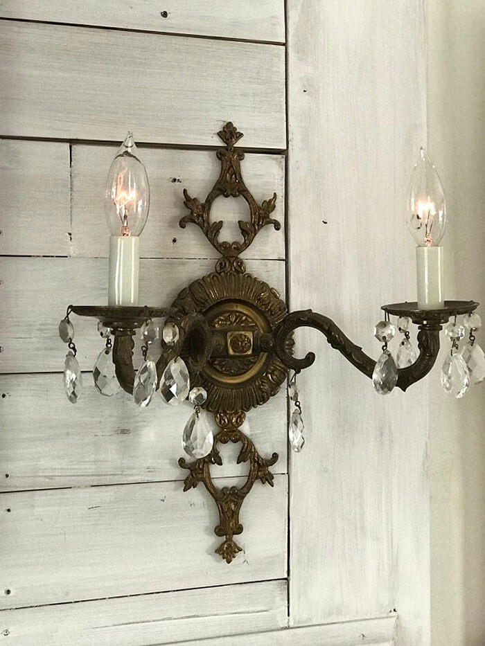 Intricate Wall Sconce with Crystals