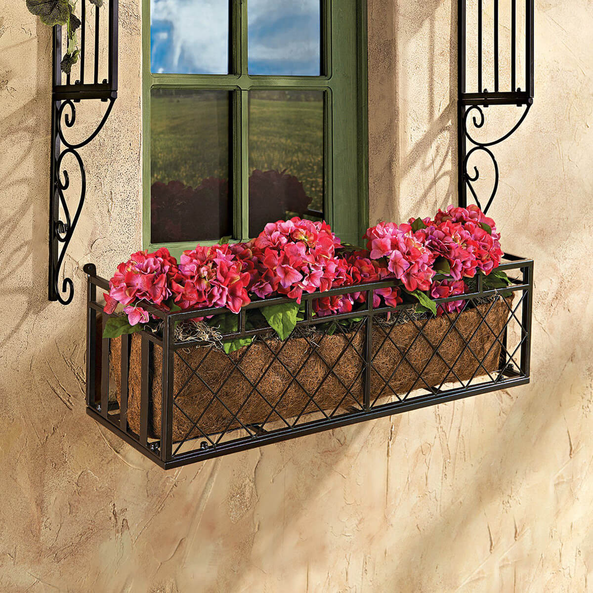 Black Metal Criss-cross Design Window Box