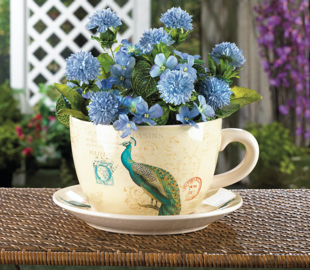 Interesting Mug with Blue Blooms