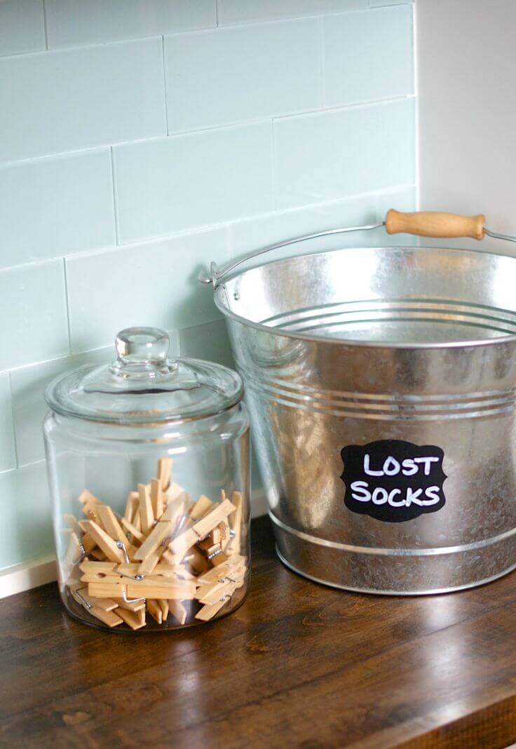 Galvanized Bucket for Lost Socks