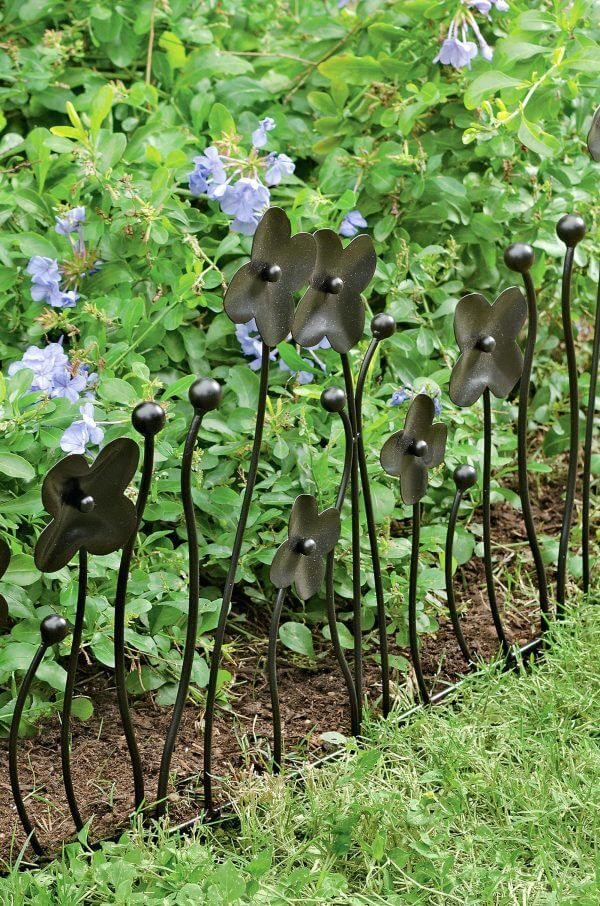 Decorative Dark Metal Flower Stakes