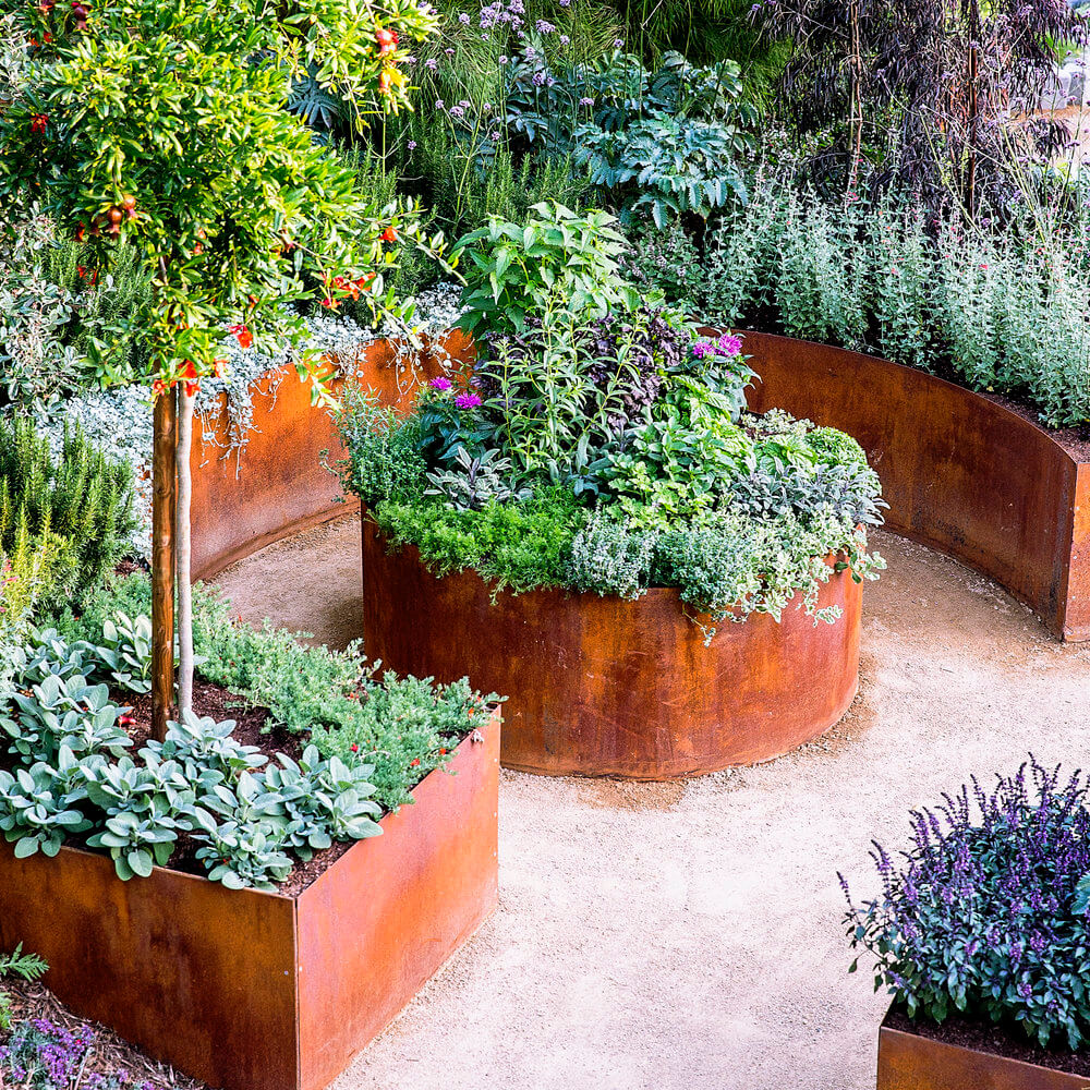  Bordes de Jardín Elevados de Bronce con Efecto Pátina