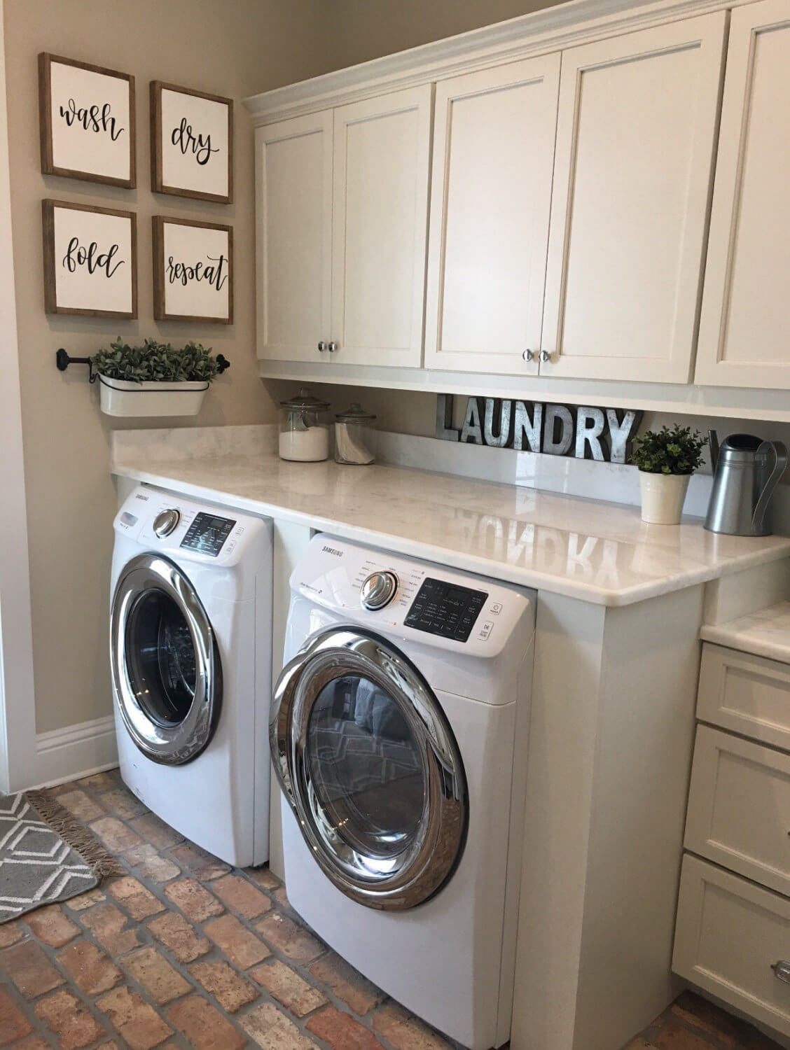 Metal Sign and Marble Counters