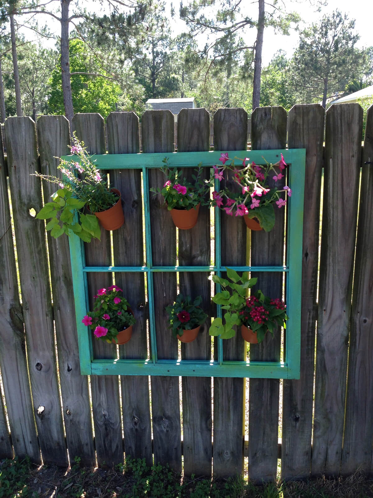 Window Frame for Hanging Plant Pots
