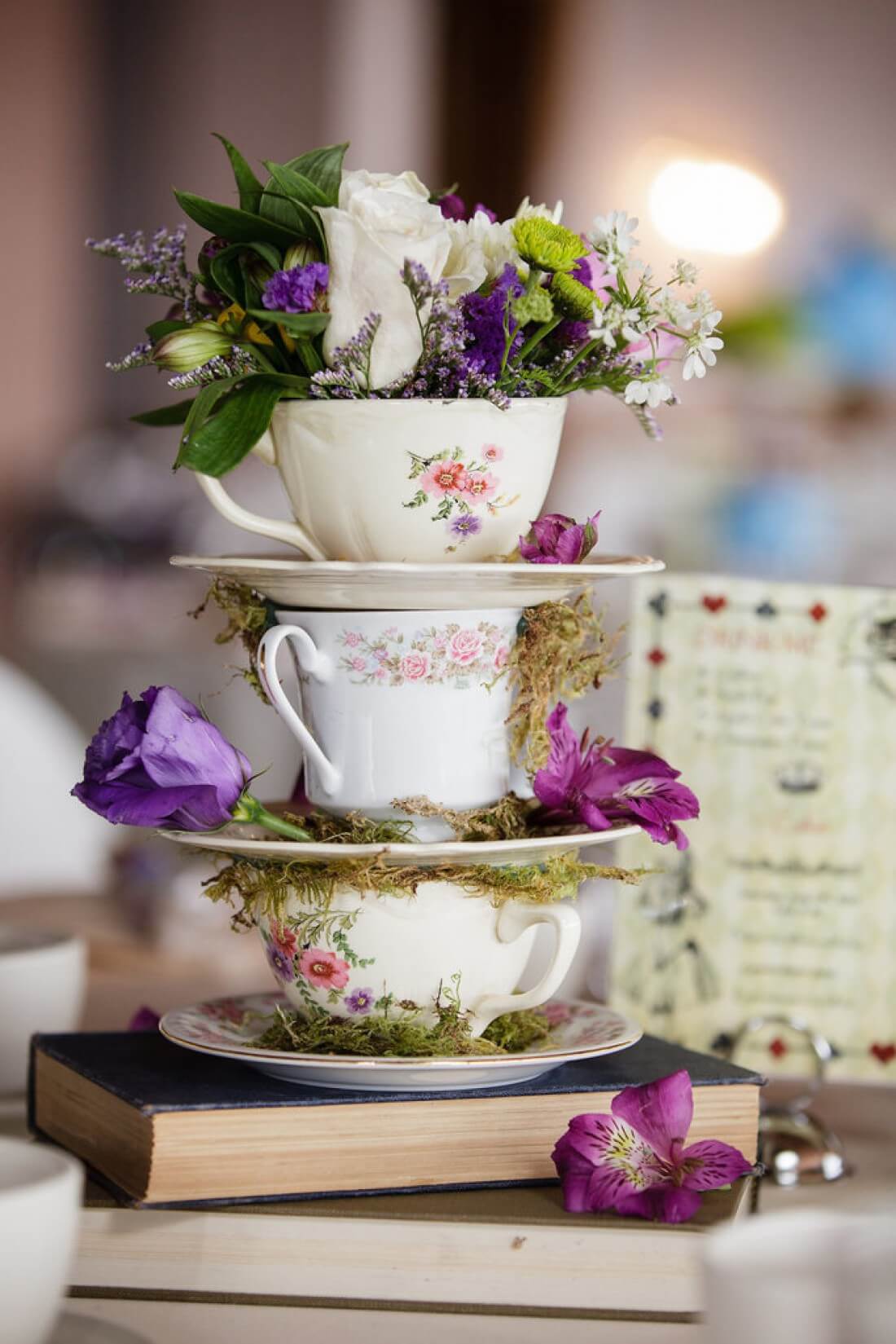 Teacup and Saucer Floral Tabletop Arrangement