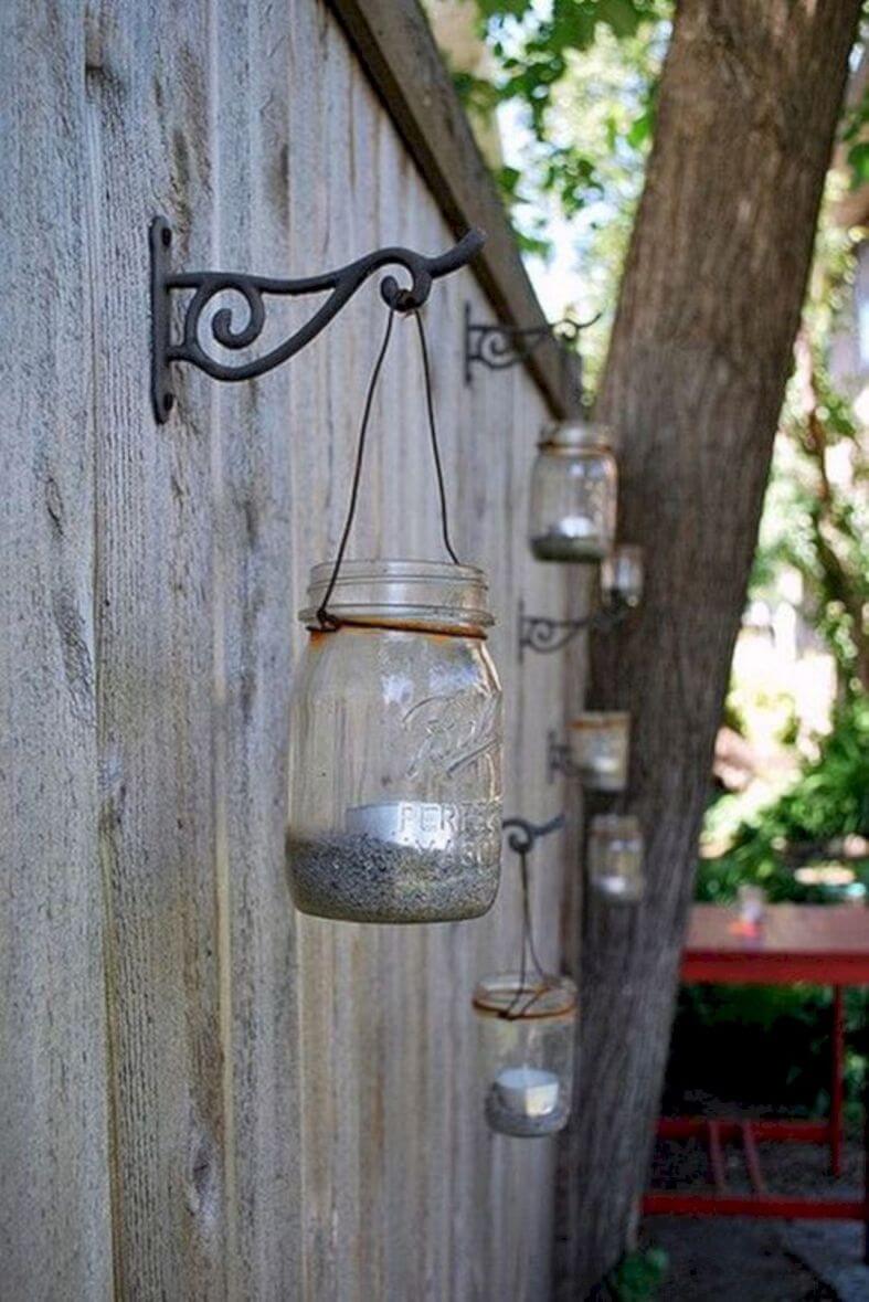 Mason Jar Tea Light Holders on Metal Hooks