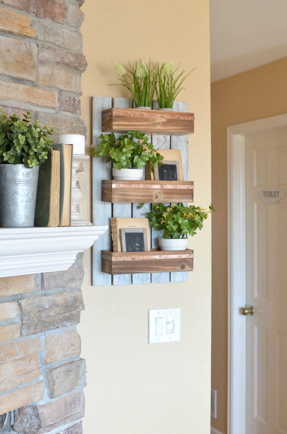 Wood Pallet Style Shelf with Plants