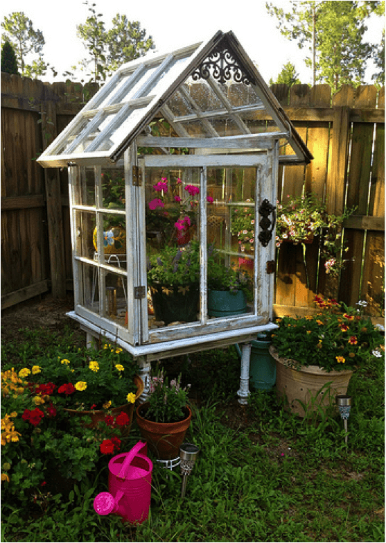 Old Windows Made Into a Greenhouse