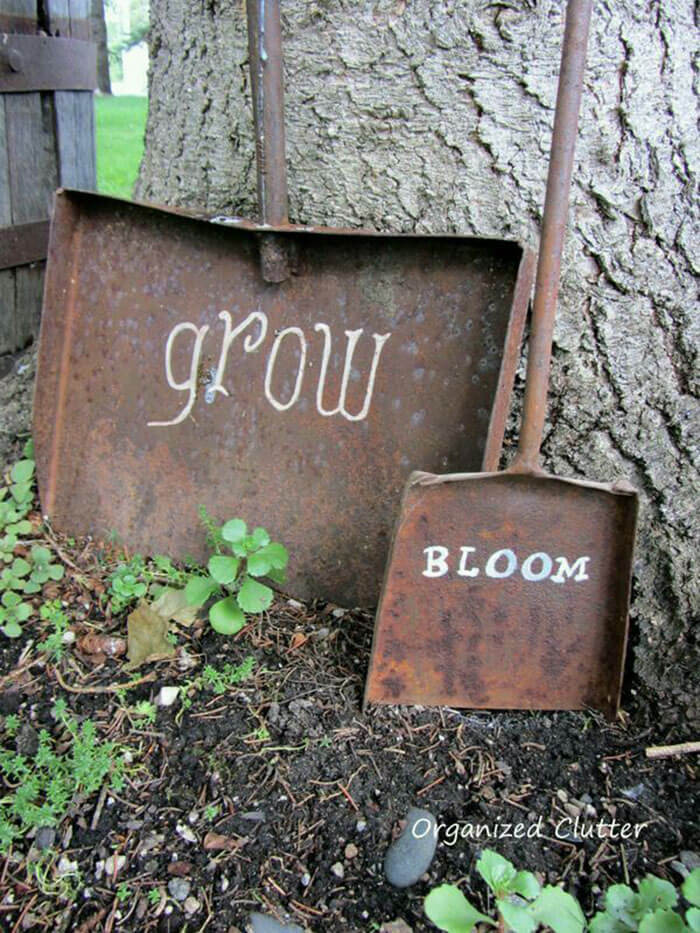 Old Shovels with Painted Sayings