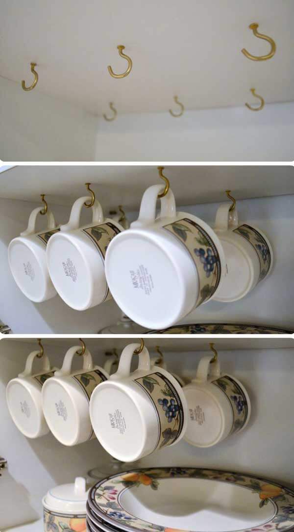 Cup Hooks Inside Your Cabinets