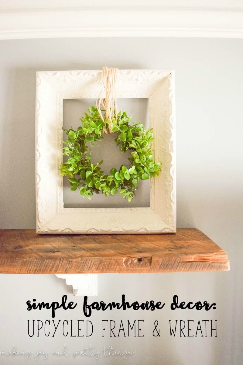 Upcycled Square Frame and Greenery Wreath