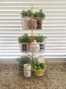 Three Tiered Wire Basket with Plants