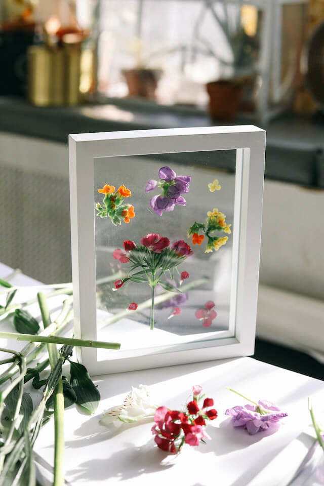 Glass Framed Pressed Fresh Flowers