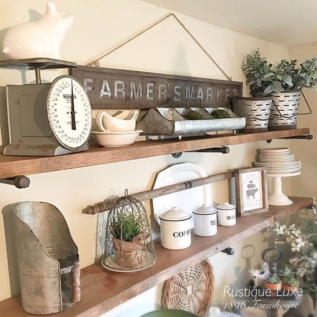 Wooden Wall Shelves with Vintage Accents