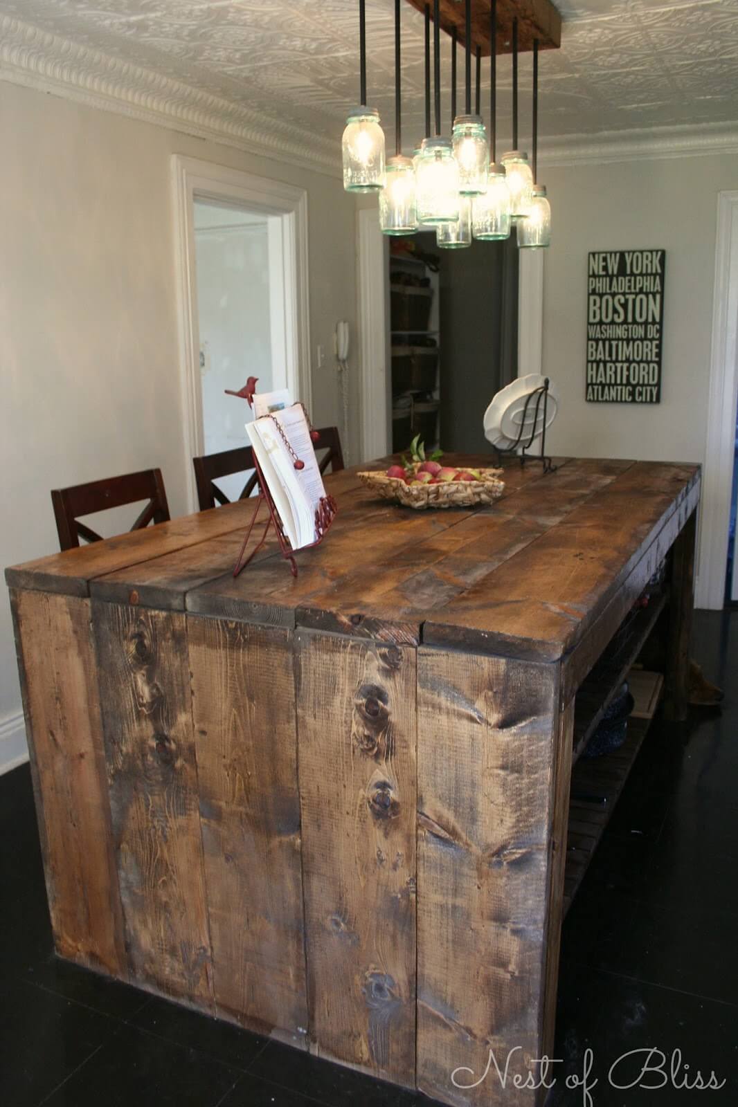 Walnut Table with Built-in Shelves