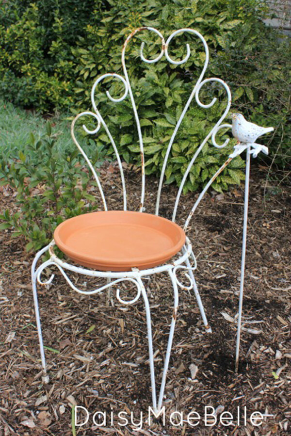 Easy DIY Bird Baths with Old Chairs