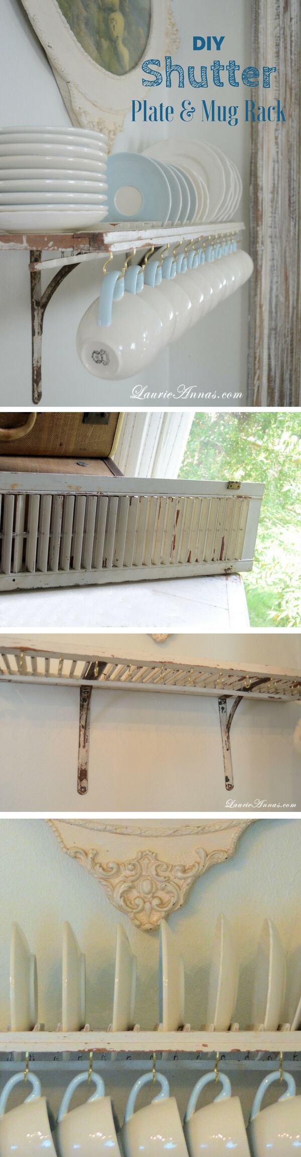 Plate and Mug Rack from a Reclaimed Shutter