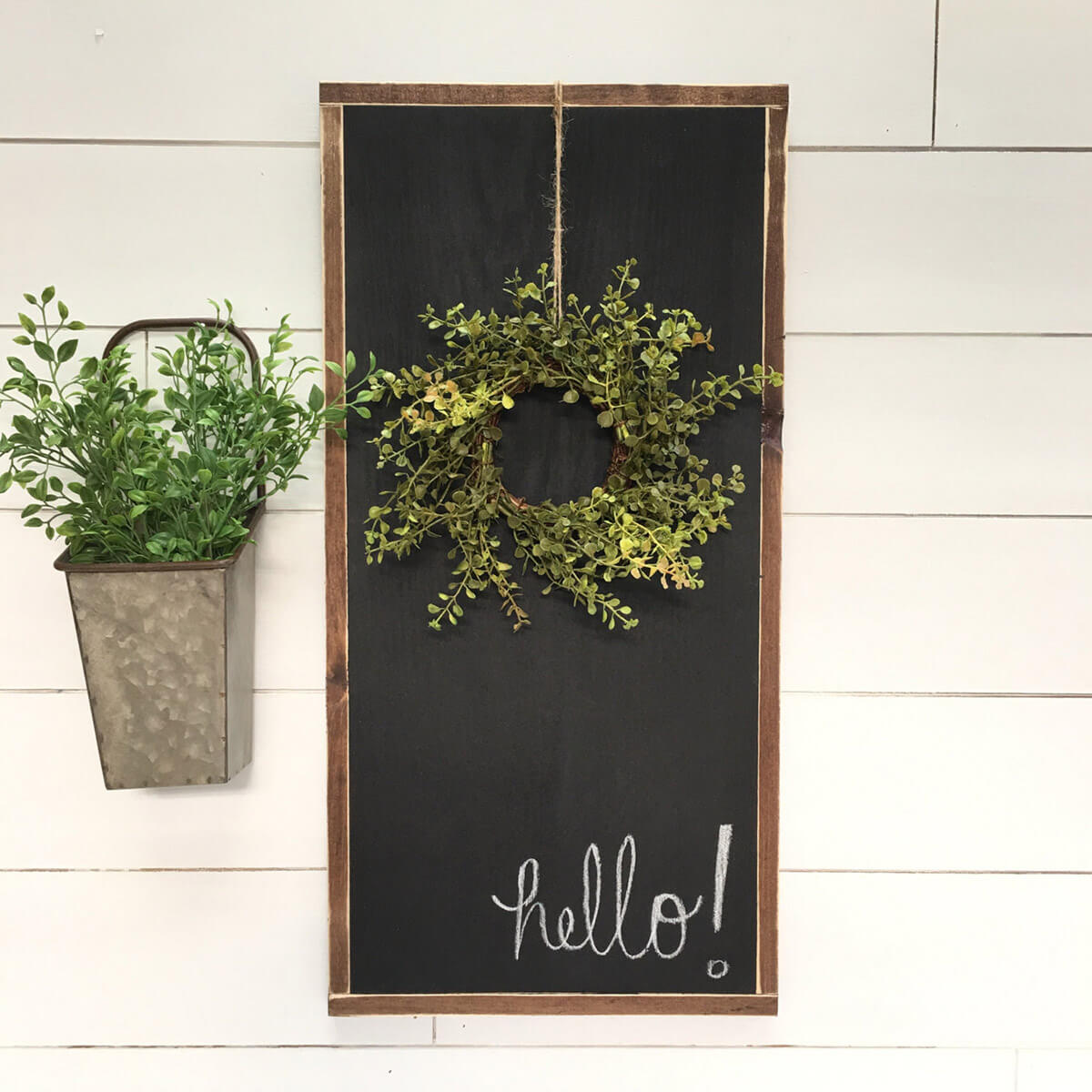 Chalkboard Sign with Hanging Wreath