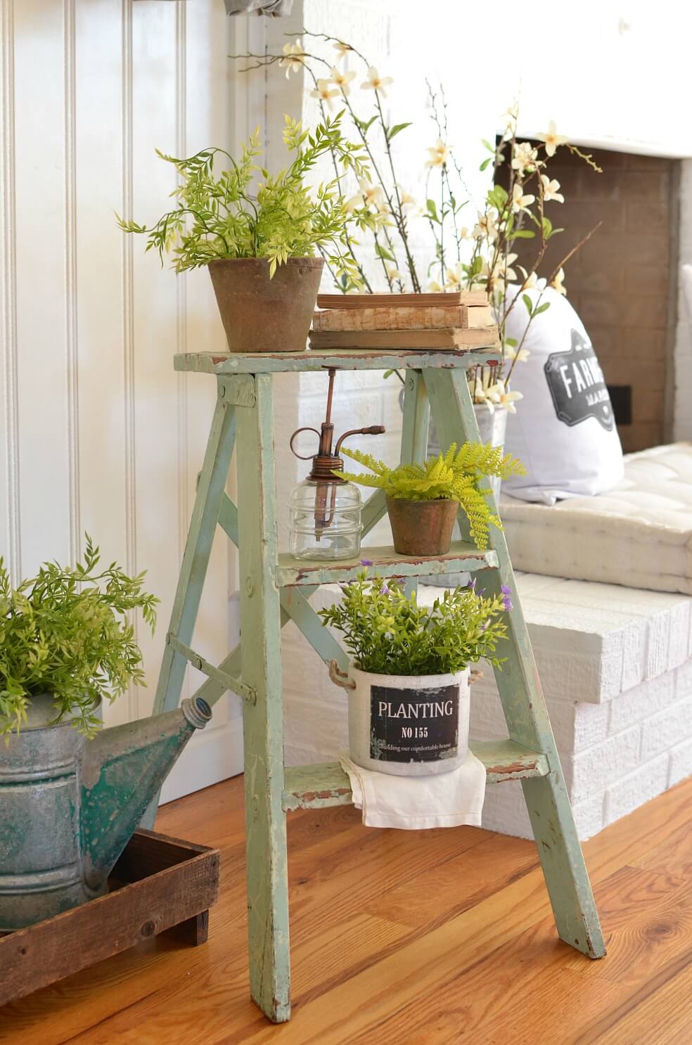 Reclaimed Step Ladder with Plant Display