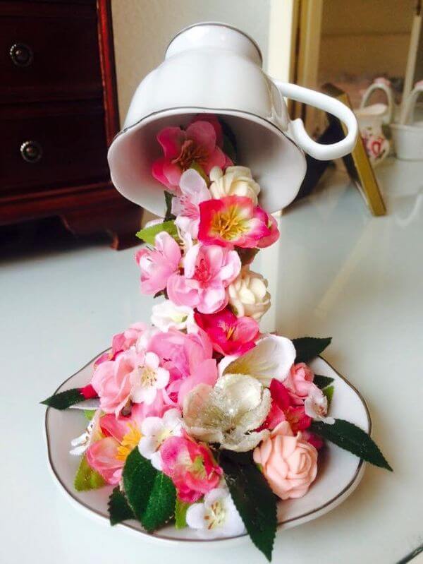 Repurposed China and Floral Table Setting