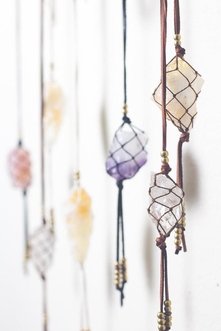 Netted Hanging Stones of Color