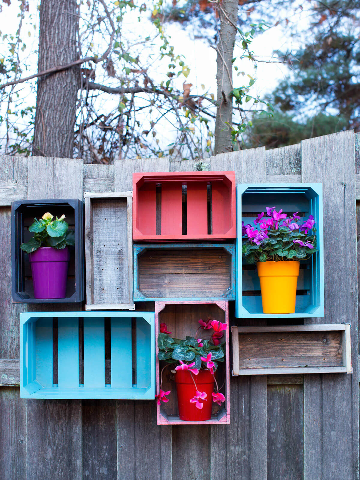 Pretty Arrangement of Painted Crates