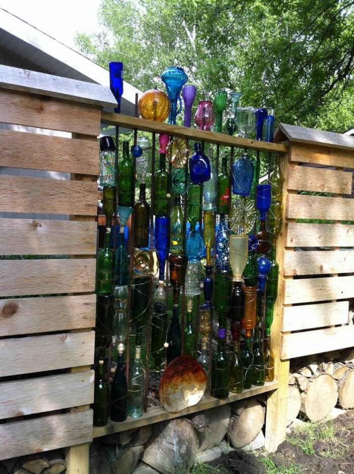 Upcycled Bottle Fence for the Garden