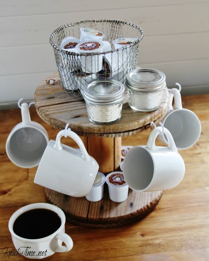 Lazy Susan Coffee Center with Hanging Mugs