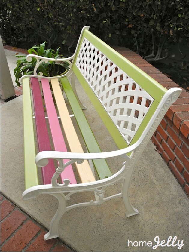 Summer Bench in Pastel Candy Stripes