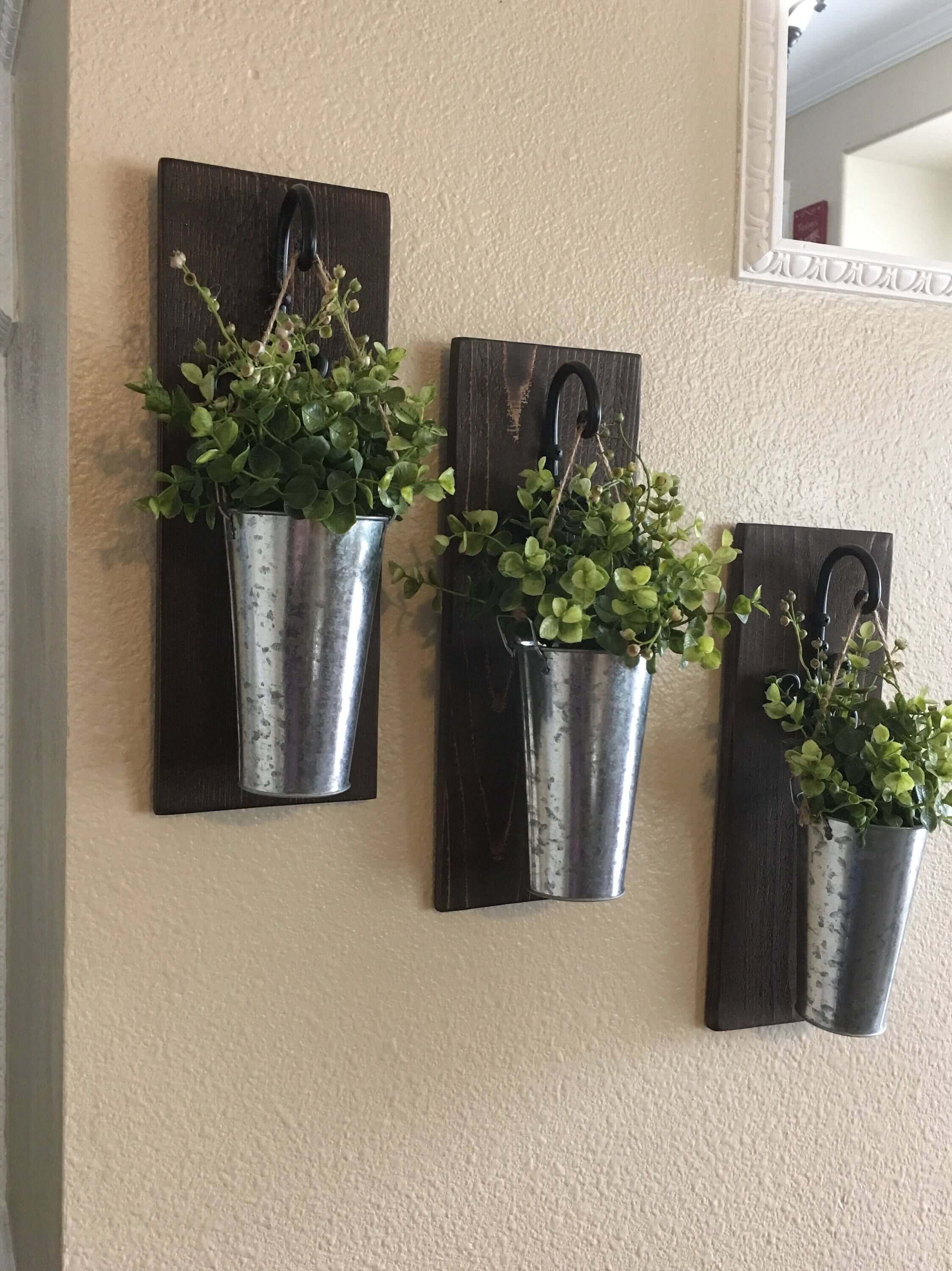 Hanging Wall Racks with Tall Metal Pails