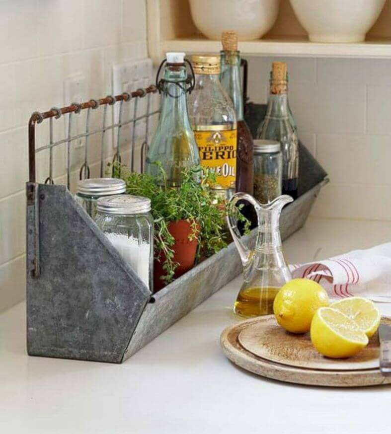 Galvanized Metal Tray for Oils and Seasonings