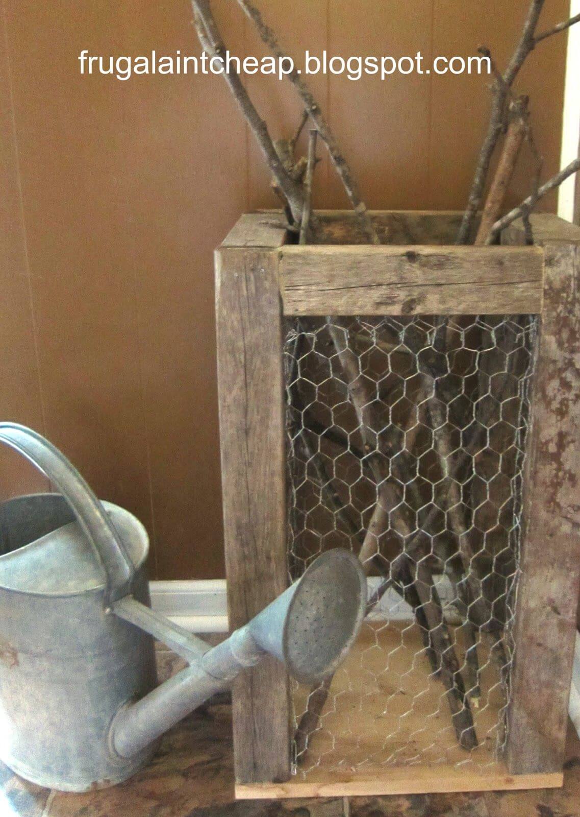 Use Chicken Wire for a Firewood Holder