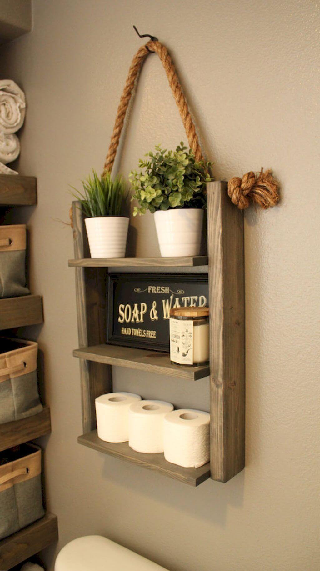 Bathroom Shelf Hung from a Rope