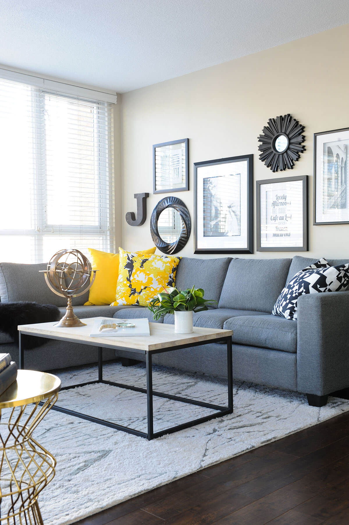 Sectional with Yellow Cushions that Pop