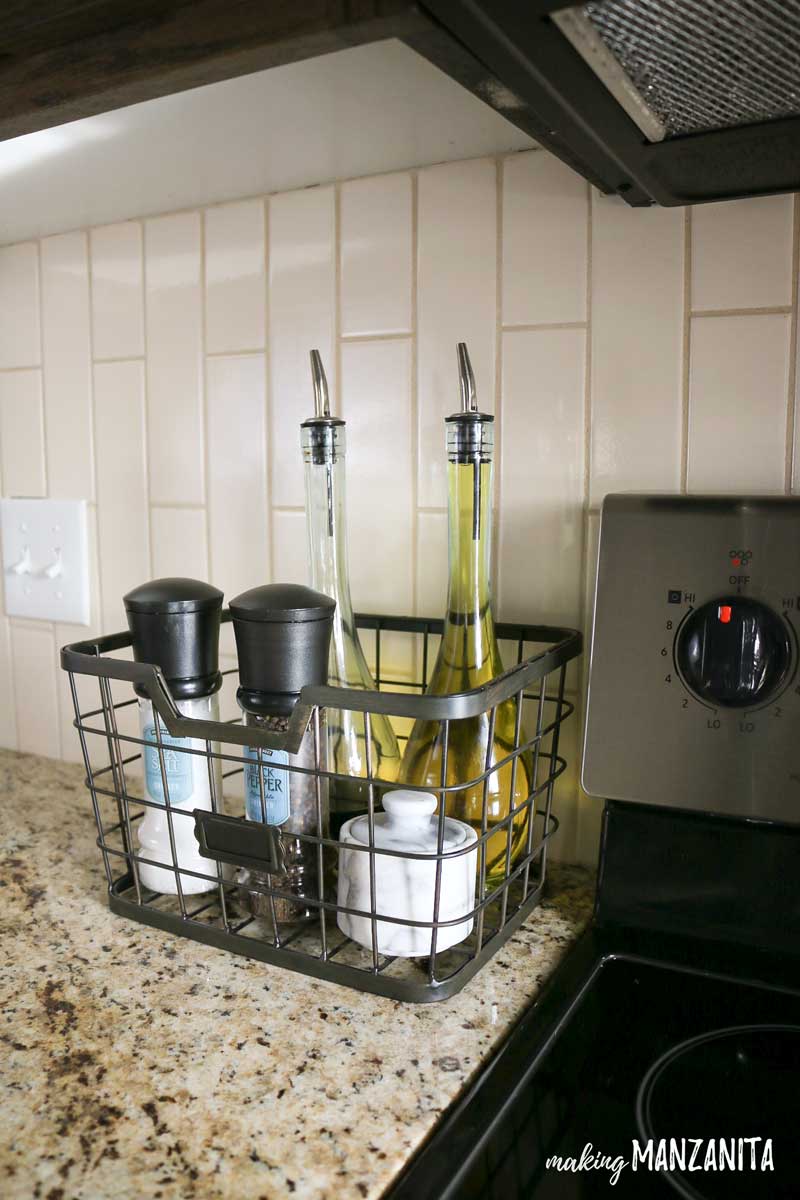 Tall Metal Basket for Stove Top Essentials