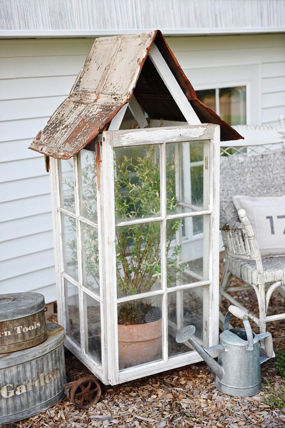Create a Cute Greenhouse with Window Frames<