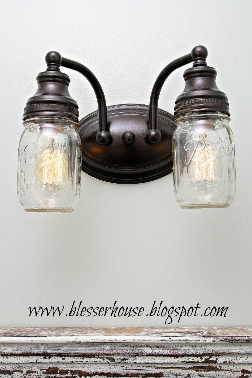 DIY Mason Jar Bathroom Light Fixture