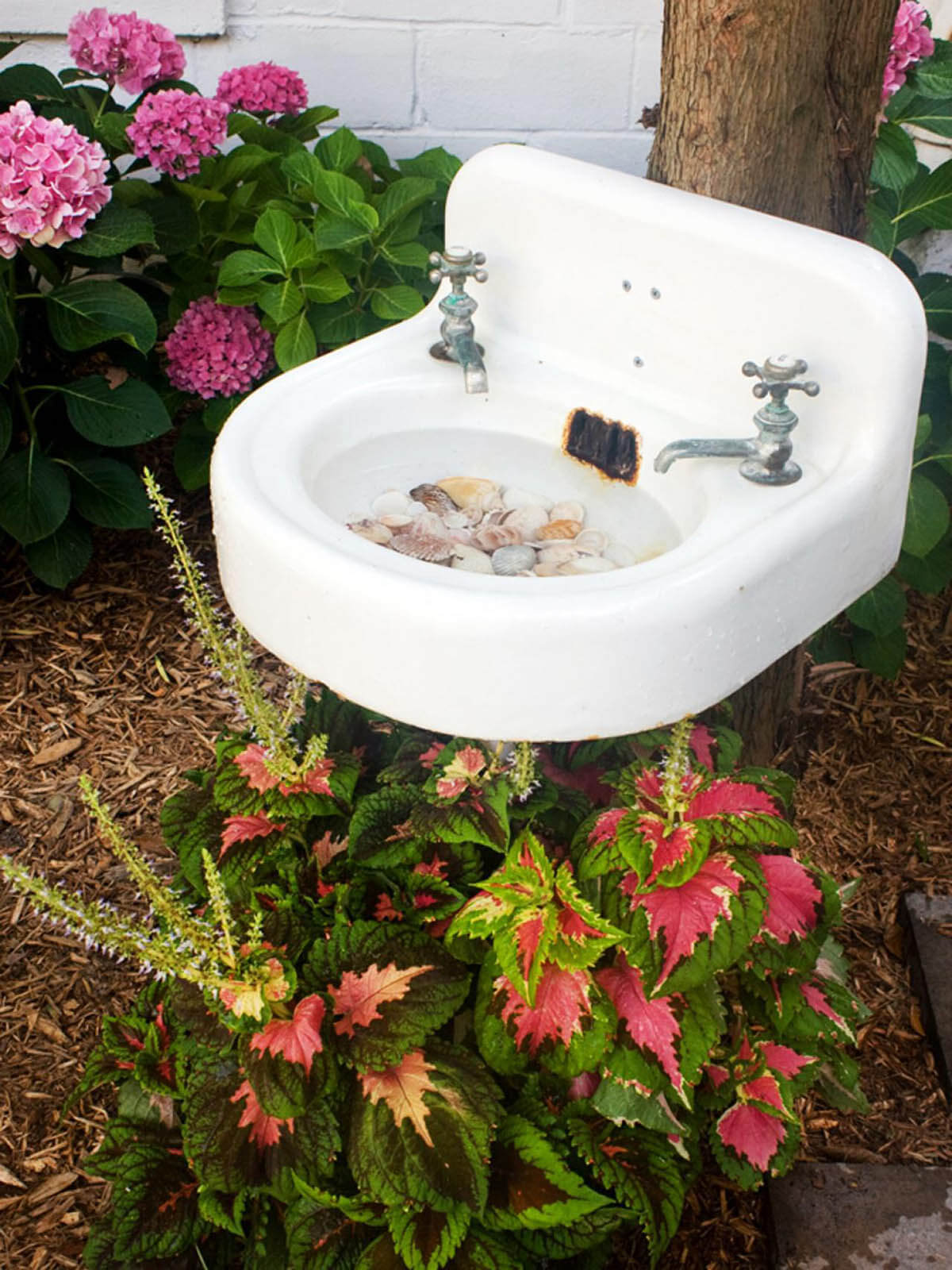 Recycled Bathroom Sink Bird Bath