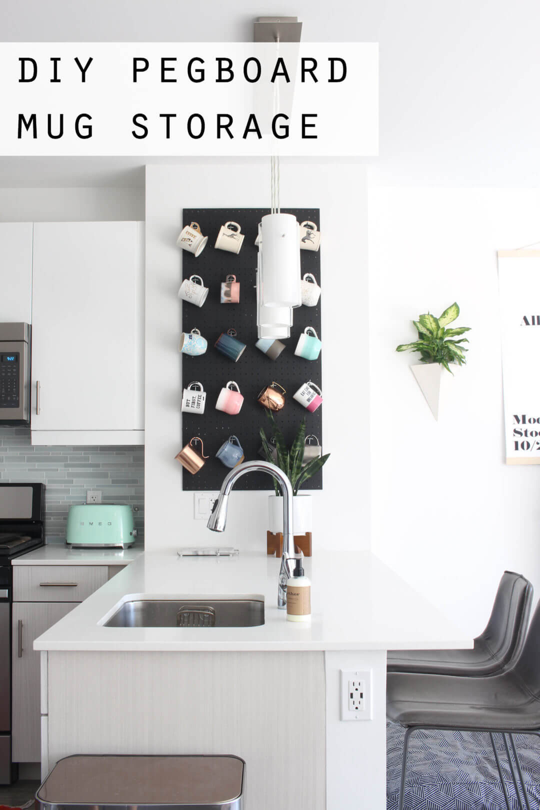 Hang Coffee Mugs on a Pegboard