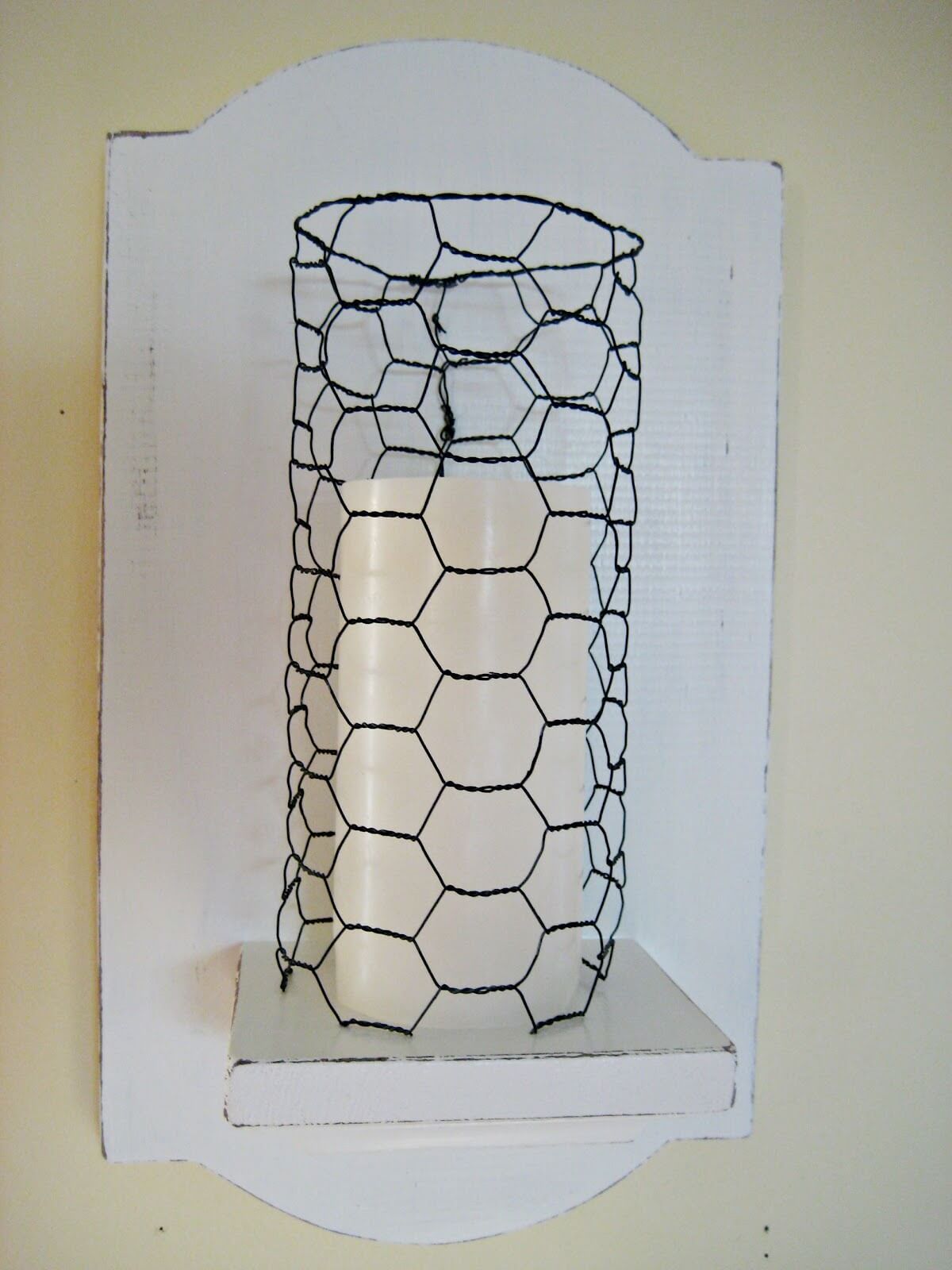 Chicken Wire Wall Sconce with Candle
