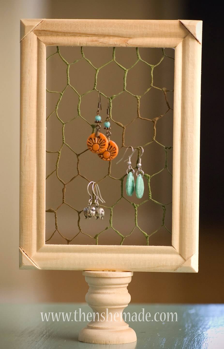 Easy Earring Holder with Chicken Wire